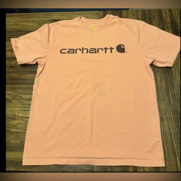 Carhartt Men’s Women’s Short Sleeve T-shirt Light Orange Peach Color - Picture 1 of 4